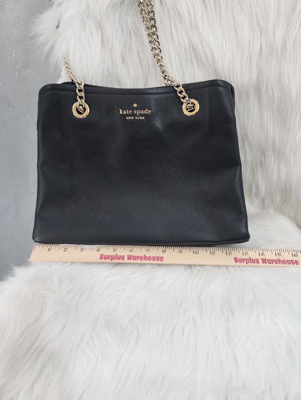 Kate Spade Black Leather Shoulder Bag w/ Half Metal Chain Straps "Jordyn" Bag - Picture 11 of 16